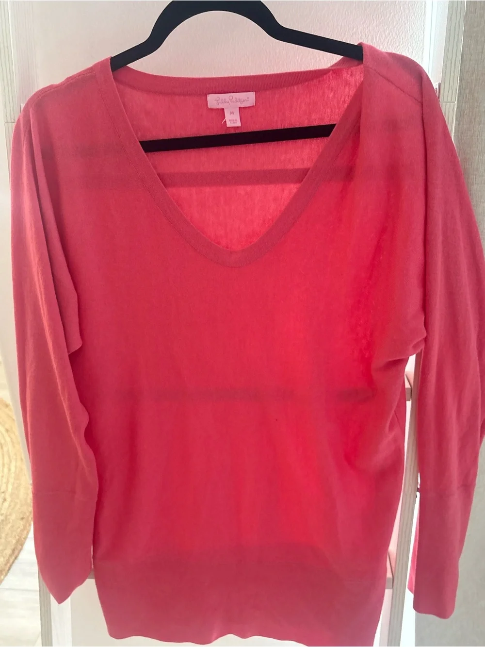 Lilly Pulitzer Coral V-Neck Lightweight Knit Sweater